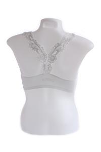 White Seamless Cage Bra with Floral Lace Design (Free Size)