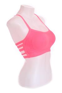 Pink Lacy Back Cotton Sports Cage Bra (Free Size)