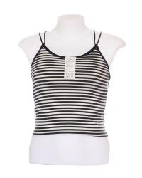 Black and White Striped Padded Crisscross Camisole