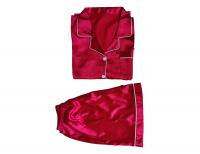 Wine Red Half Sleeved Two Piece Silk Pajama Set