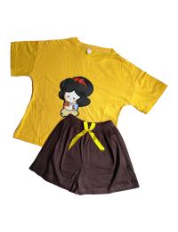 Yellow Two Piece Cotton Pajama Set