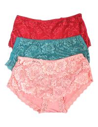 Pack of 3 Lace Front Cotton Back Panties Combo