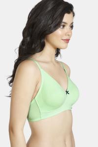 Zivame Modern Grounds Double Layered Non Wired 3/4th Coverage T-Shirt Bra - Green