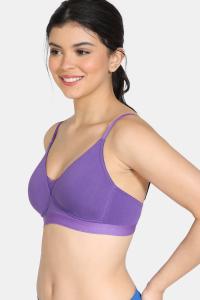 Zivame Padded Non Wired 3/4th Coverage T-Shirt Bra - Royal Purple