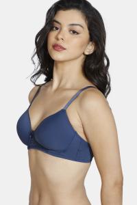 Zivame Padded Non Wired 3/4th Coverage T-Shirt Bra-Sargasso Sea