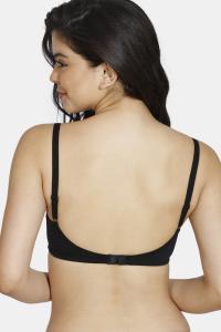 Zivame Padded Non-Wired 3/4th Coverage Ultra Low Back T-Shirt Bra - Black