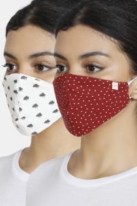 Zivame Reusable 2 Layer Printed Knit Cotton Antiviral Face Mask (Pack of 2) For Women - Purple Pt