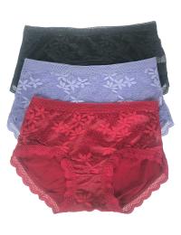 Pack of 3 Floral Soft Lace Cotton Back Panties