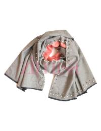 Pearl Studded Double Sided Winter Scarf