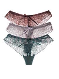 Pack of 3 Lace Designed Lace Thongs