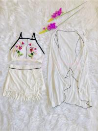 Floral Designed Three Piece Swimsuit