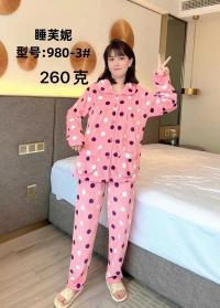 Pink Dotted Flannel Pajama Set