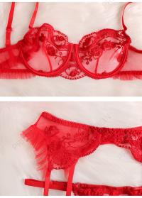 Red Lace Lingerie Set with Garter Belt