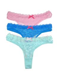 Pack of 3 Lace Bordered Thong