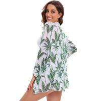 Green Leaf Printed Swimsuit with Outer