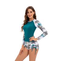 Teal Full Sleeve Two Piece Sporty Swimsuit