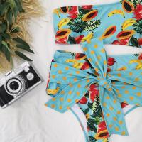 Fruits Printed One Shoulder Two Piece Swimsuit