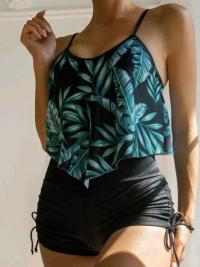 Feather Printed Two Piece Swimsuit