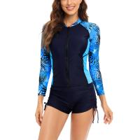 Front Zip Full Sleeve Two Piece Sporty Swimsuit