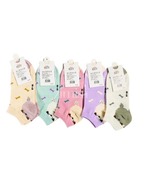 Bow Printed Cotton Ankle Socks