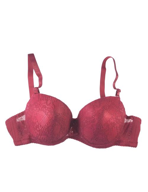 Maroon Padded Underwire Lace Bra