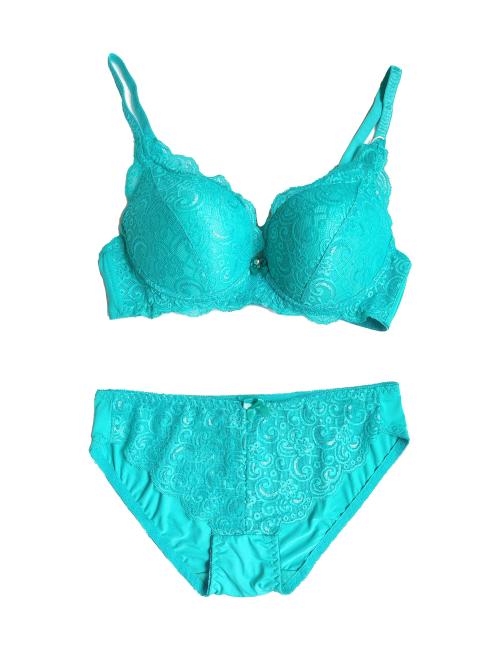 Green Lace Design Bra and Panty Set