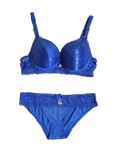 Blue Lace Design Bra and Panty Set