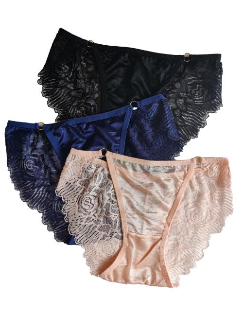 Front Silk Back Lace Panties Combo 3