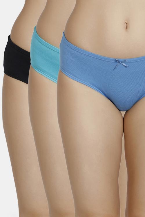 Zivame (Pack of 3) Hipster Low Rise Anti-Microbial Panty For Women - Anthracite Pacific Ceramic