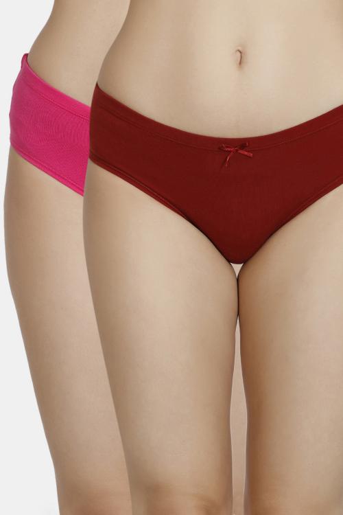 Zivame Anti-Microbial Low Rise Hipster Panty  (Pack of 2) For Women - Pink Red