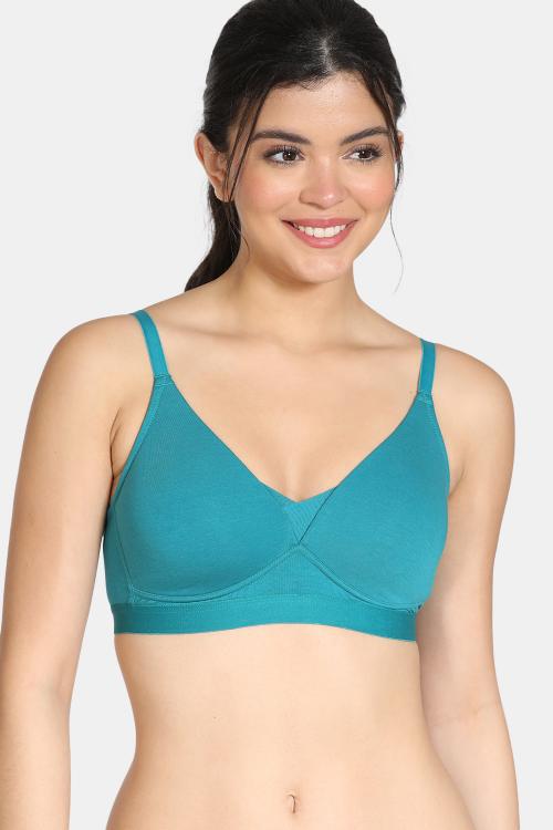 Zivame Padded Non Wired 3/4th Coverage T-Shirt Bra - Harbor Blue