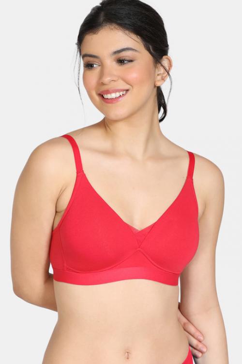 Zivame Padded Non Wired 3/4th Coverage T-Shirt Bra - Lipstick Red