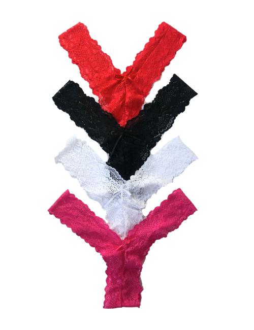 Pack of 4 Y shaped Lace Thongs