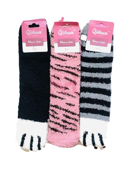Pack of 3 Printed Fur Socks