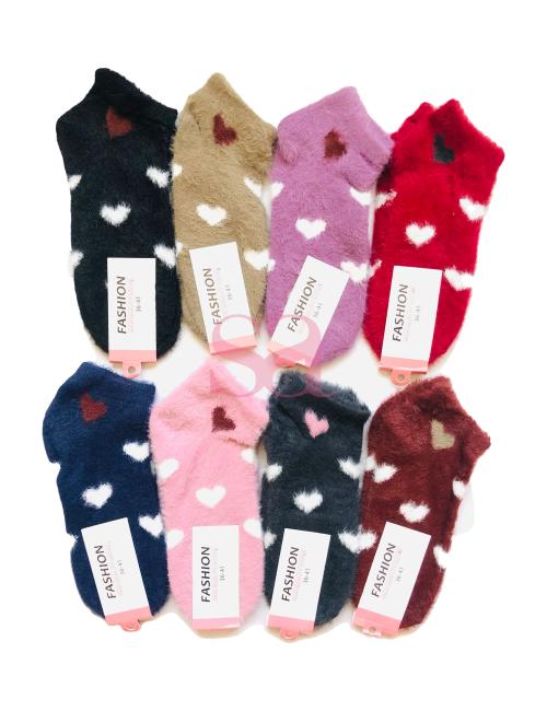 Heart Printed Fur Socks