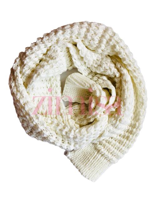 White Woolen Knitted Scarf