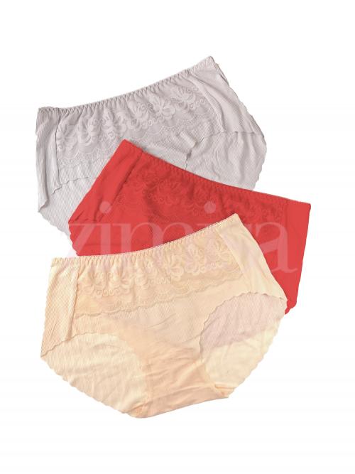 Pack of 3 Floral Lace Designed Lining Cotton Panty