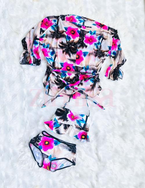 Stylish Halterneck Floral Swimwear/Beachwear with Coverup