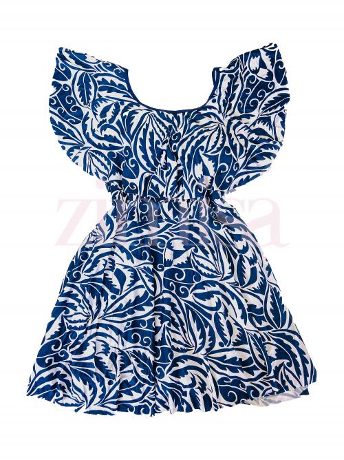 Blue Plus Size One Piece Swimsuit with White Stripes