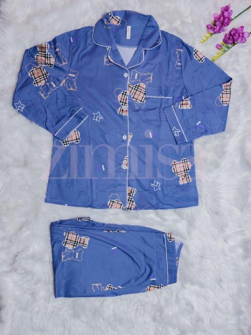 Teddy Bear Printed Full Pajama Set