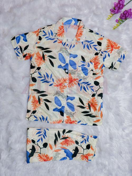 Colorful Floral Printed Pajama Set