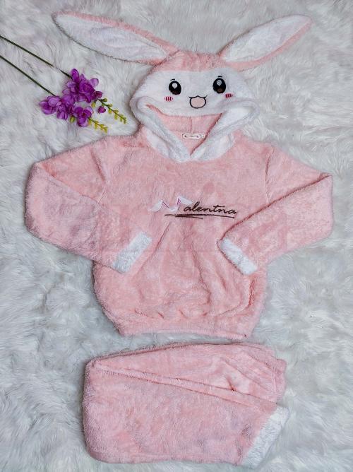 Pink Rabbit Hooded Pajama Set