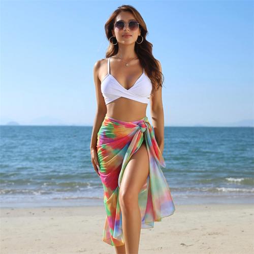 Colorful 3 Piece Swimsuit with White Top