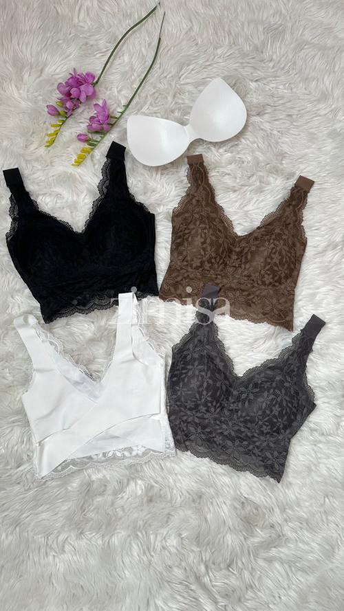 Lace Bralette With Crisscross Back