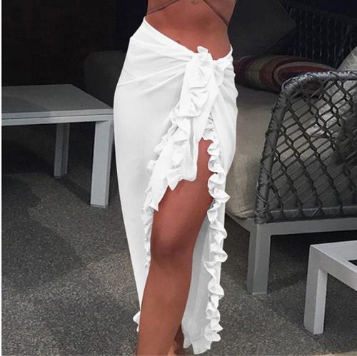 Outdoor Sun Protection Beach Skirt Ruffled Chiffon Sarong