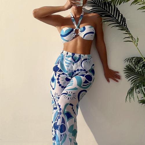 Blue Three Piece Swimsuit with Trouser