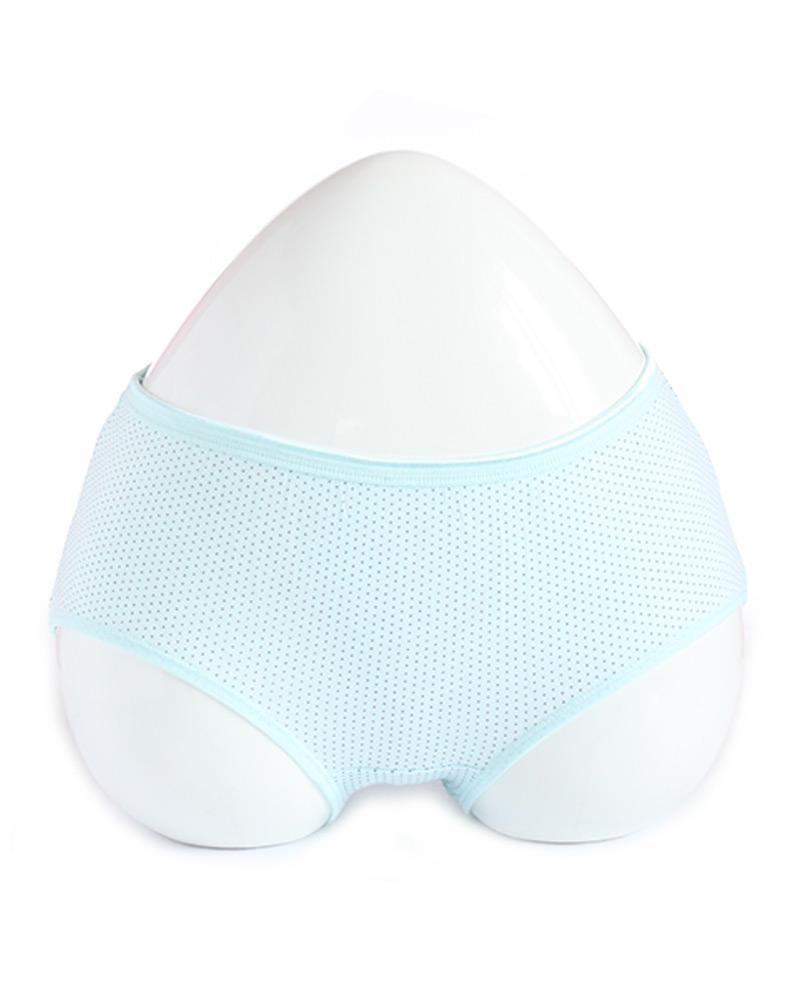 Light Blue Dotted  Mid Waist Cotton Panty