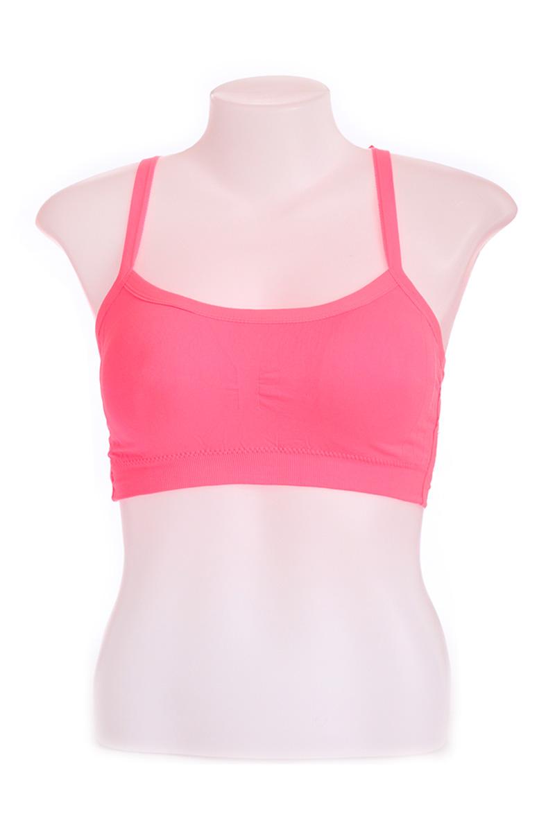Pink Lacy Back Cotton Sports Cage Bra (Free Size)