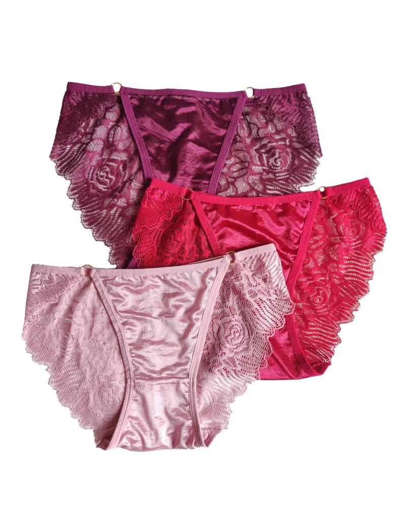 Front Silk Back Lace Panties Combo 1