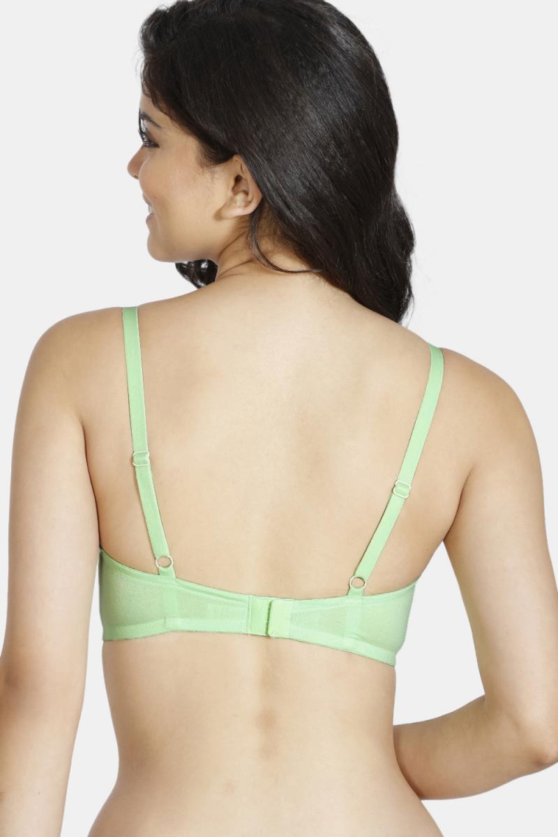 Zivame Modern Grounds Double Layered Non Wired 3/4th Coverage T-Shirt Bra - Green